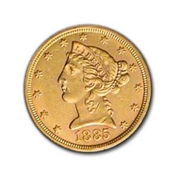 1885 $5 Liberty Gold Half Eagle AU