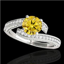 1.75 ctw Certified SI Intense Yellow Diamond Bypass Ring 10k White Gold