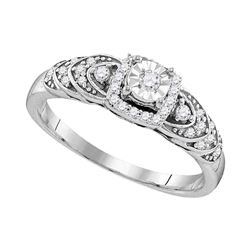 Sterling Silver Round Diamond Heart Bridal Wedding Engagement Ring 1/5 Cttw