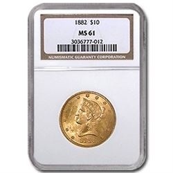 1882 $10 Liberty Gold Eagle MS-61 NGC