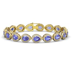 19.14 ctw Tanzanite & Diamond Micro Pave Halo Bracelet 10k Yellow Gold