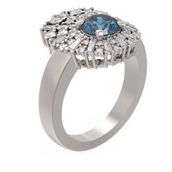 2.58 ctw Intense Blue Diamond Ring 18K White Gold