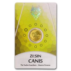 2018 South Korea 1/10 oz Gold ZI:SIN Canis BU (in Assay Card)