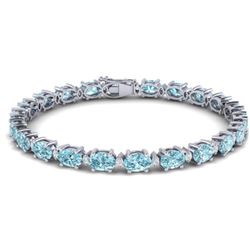 19.7 ctw Sky Blue Topaz & VS/SI Diamond Eternity Bracelet 10k White Gold