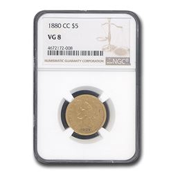 1880-CC $5 Liberty Gold Half Eagle VG-8 NGC