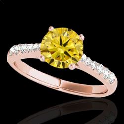 1.25 ctw Certified SI/I Fancy Intense Yellow Diamond Ring 10k Rose Gold