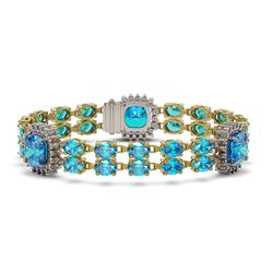 18.97 ctw Swiss Topaz & Diamond Bracelet 14K Yellow Gold