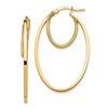 Image 1 : 14k Yellow Gold Polished & Textured Oval Hoop Earrings