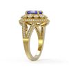 Image 3 : 4.76 ctw Certified Tanzanite & Diamond Victorian Ring 14K Yellow Gold