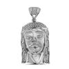 Image 1 : Sterling Silver Mens Round Diamond Jesus Christ Messiah Religious Charm Pendant 3/8 Cttw