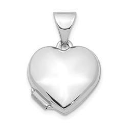 14k White Gold Heart 13 mm Locket Pendant