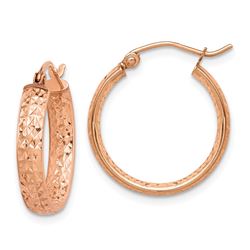 14k Rose Gold Diamond-cut In/Out Hoop Earrings - 20 mm