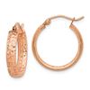 Image 1 : 14k Rose Gold Diamond-cut In/Out Hoop Earrings - 20 mm