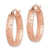 Image 2 : 14k Rose Gold Diamond-cut In/Out Hoop Earrings - 20 mm