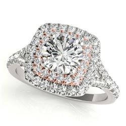 1.04 ctw Certified VS/SI Diamond Solitaire Halo Ring 18k 2Tone Gold