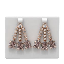 20.22 ctw Morganite & Diamond Earrings 18K Rose Gold