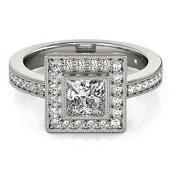 1.11 ctw Certified VS/SI Princess Diamond Halo Ring 14k White Gold