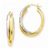 Image 2 : 14k Gold Two-Tone Polished Double Oval Hoop Earrings