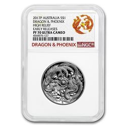 2017 AUS 1 oz Silver Proof Dragon & Phoenix PF-70 UCAM NGC (ER)
