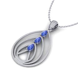 2 ctw Tanzanite & Micro VS/SI Diamond Designer Necklace 18k White Gold
