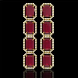 20.59 ctw Ruby & Diamond Micro Pave Halo Earrings 10k Yellow Gold
