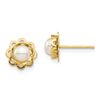 Image 1 : 14k Yellow Gold White Button Pearl Floral Post Earrings - 4-5 mm