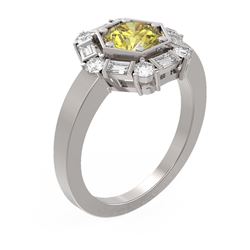 2.18 ctw Fancy Yellow Diamond Ring 18K White Gold