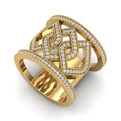 0.90 ctw Ring Micro Pave VS/SI Diamond Designer 14k Yellow Gold