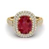Image 1 : 3.50 ctw Ruby & Micro Pave VS/SI Diamond Certified Ring 18k Yellow Gold