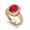 Image 2 : 3.50 ctw Ruby & Micro Pave VS/SI Diamond Certified Ring 18k Yellow Gold