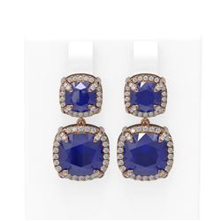 15.93 ctw Sapphire & Diamond Earrings 18K Rose Gold