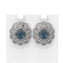 11.21 ctw Blue Topaz & Diamond Earrings 18K White Gold