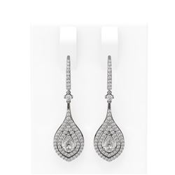 2.11 ctw Pear Diamond Earrings 18K White Gold