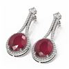 Image 3 : 15.53 ctw Ruby & Diamond Earrings 18K White Gold