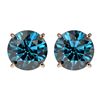 Image 1 : 2.50 ctw Certified Intense Blue Diamond Stud Earrings 10k Rose Gold