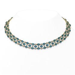 38.99 ctw London Topaz & Diamond Necklace 10K Yellow Gold