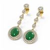 Image 3 : 18.83 ctw Emerald & Diamond Earrings 18K Yellow Gold