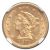 Image 2 : 1871-S $2.50 Liberty Gold Quarter Eagle MS-62 NGC