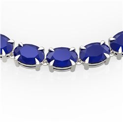 68 ctw Sapphire Eternity Designer Necklace 14k White Gold