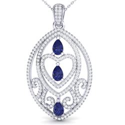 3.50 ctw Tanzanite & Micro VS/SI Diamond Heart Necklace 18 18k White Gold