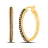 Image 1 : 10kt Yellow Gold Round Brown Diamond Single Row Hoop Earrings 1/2 Cttw
