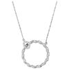 10kt White Gold Round Diamond Circle Pendant Necklace 1/10 Cttw