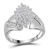Image 1 : 14kt White Gold Round Diamond Cluster Ring 1/2 Cttw