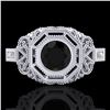 Image 2 : 1.13 ctw Fancy Black Diamond Engagment Art Deco Ring 18k White Gold