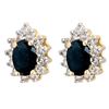 5.46 ctw Blue Sapphire & Diamond Earrings 14k Yellow Gold