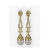Image 1 : 3 ctw Diamond & Pearl Earrings 18K Yellow Gold