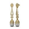 Image 2 : 3 ctw Diamond & Pearl Earrings 18K Yellow Gold