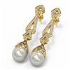 Image 3 : 3 ctw Diamond & Pearl Earrings 18K Yellow Gold