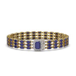 28.74 ctw Sapphire & Diamond Bracelet 14K Yellow Gold