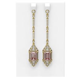 11.59 ctw Morganite & Diamond Earrings 18K Yellow Gold